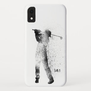 Custom Monogram   Golfer Silhouette Swing iPhone XR Case