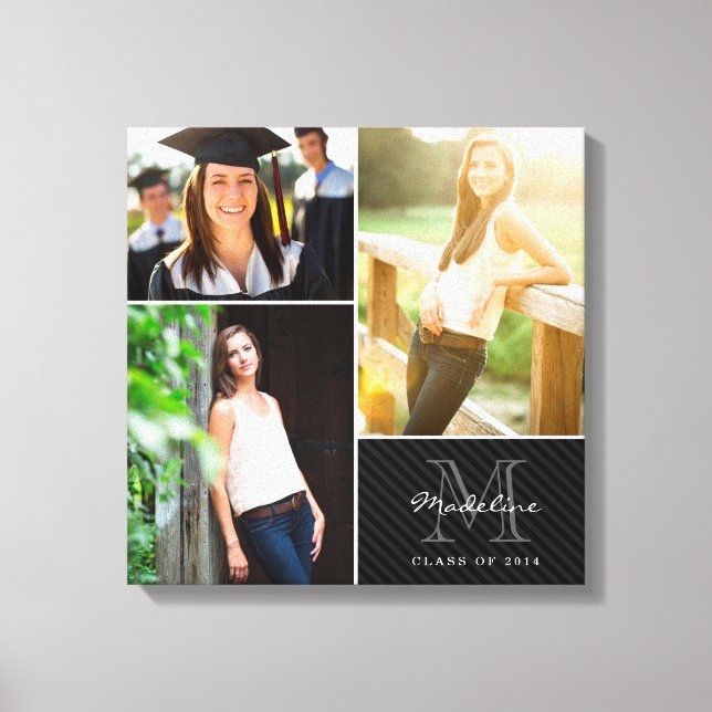 Custom Monogram Graduation 2014 Photo Collage Canvas Print (Front)