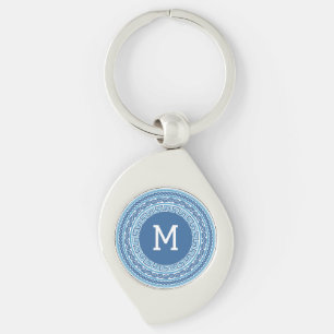 Custom Monogram Greek Pattern Key Ring