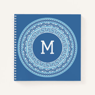 Custom Monogram Greek Pattern Notebook