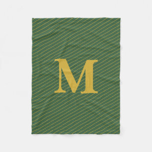 Custom Monogram Green and Gold Fleece Blanket