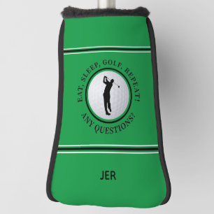 Custom Monogram Green Eat Sleep Golf Repeat Head Cover