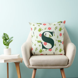 Custom Monogram Green Gardening Cushion