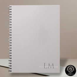 Custom Monogram Grey Taupe Notebook