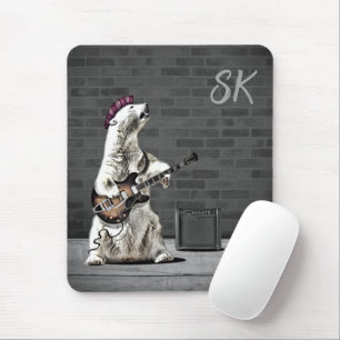 Custom Monogram Guitar Punk Rock Bear Musician Mouse Mat