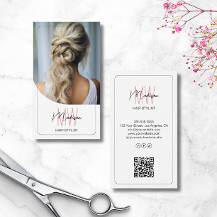 Custom Monogram Hair Stylist QR Business Card