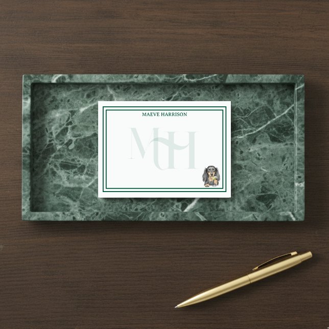 Custom Monogram Hand Drawn Dachshund Martini Glass Post-it Notes (Gift custom stationery to the dog lover in your life! )