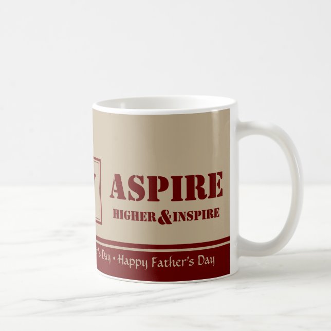 Custom Monogram Happy Father's Day ASPIRE INSPIRE Coffee Mug (Right)
