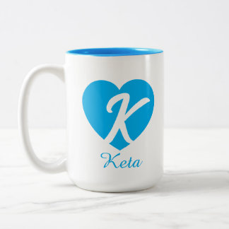Custom Monogram Heart Initial Name Coffee Mug