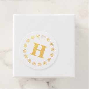 Custom monogram heart wreath gold Foil Favour Tags