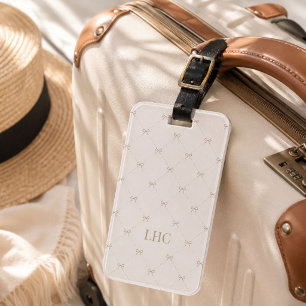 Custom Monogram Heirloom Bow Elegant Coquette Luggage Tag