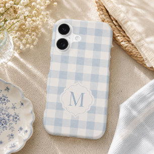 Custom Monogram Heirloom Coquette Blue Gingham