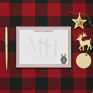 Custom Monogram Holiday Dachshund Reindeer Post-it Notes