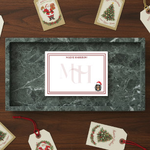 Custom Monogram Holiday Dachshund Santa Hat Post-it Notes