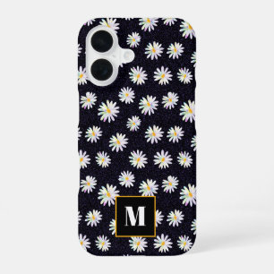 Custom Monogram Holographic Glitter Daisy Flowers iPhone 16 Case