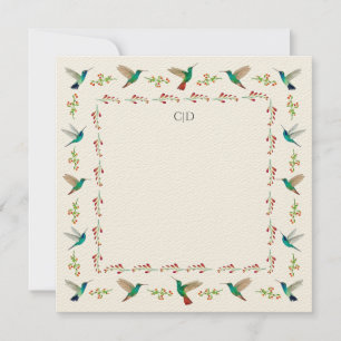 Custom Monogram Hummingbird Border Card