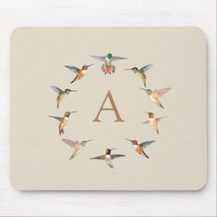 Custom Monogram Hummingbird Mouse Mat