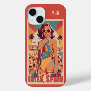 Custom Monogram Ibiza, Spain Travel Poster iPhone 15 Case