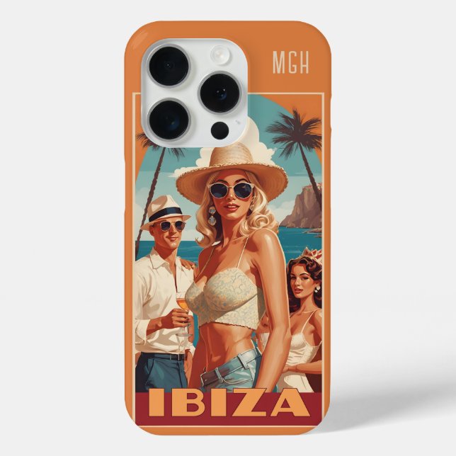 Custom Monogram Ibiza, Spain Travel Poster Case-Mate iPhone Case (Back)