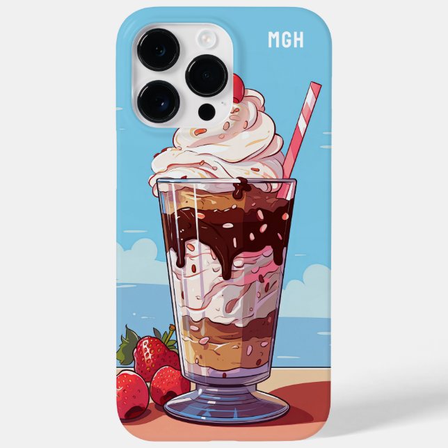 Custom Monogram Ice Cream Milkshake Case-Mate iPhone Case (Back)
