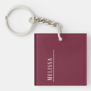 Custom monogram in burgundy, acrylic key ring
