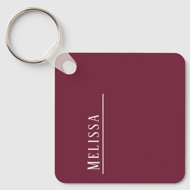 Custom monogram in burgundy, budget  key ring (Front)