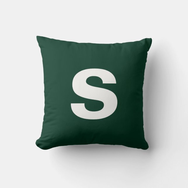 Custom Monogram Initial Dark Green Cushion (Front)