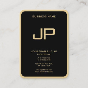 Custom Monogram Initial Elegant Black And Gold Business Card