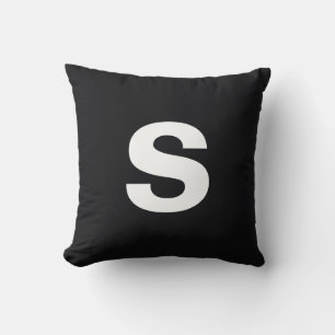 Custom Monogram Initial Jet Black Throw Pillow