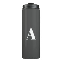 Custom monogram initial letter charcoal grey white