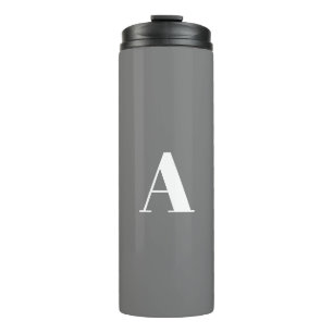 Custom monogram initial letter grey white thermal tumbler