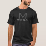 Custom Monogram Initial Letter Name Template Mens T-Shirt<br><div class="desc">Custom Monogram Initial Letter Name Template Elegant Trendy Men's Black Basic Dark T-Shirt.</div>