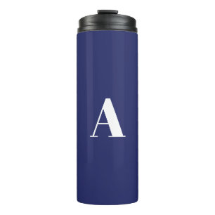 Custom monogram initial letter navy blue white thermal tumbler