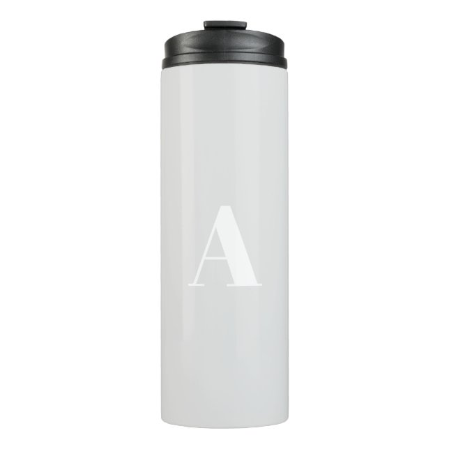 Custom monogram initial letter pale grey white thermal tumbler (Front)