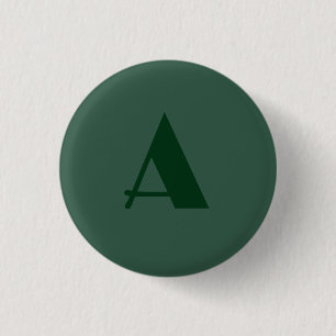 Custom Monogram Initial Letter Plain Green Retro 3 Cm Round Badge