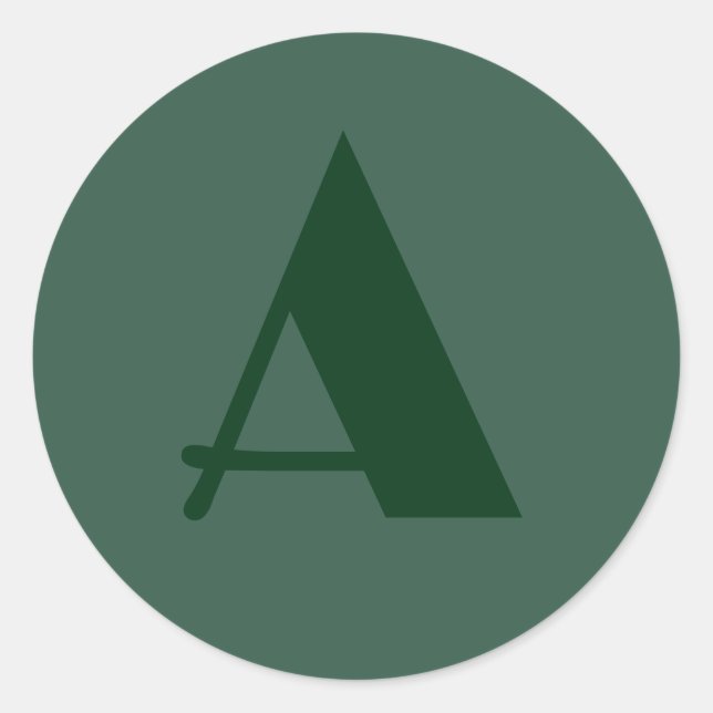 Custom Monogram Initial Letter Plain Green Retro Classic Round Sticker (Front)
