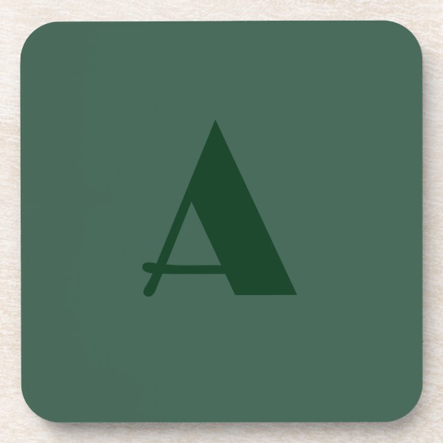 Custom Monogram Initial Letter Plain Green Retro Coaster (Front)