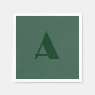 Custom Monogram Initial Letter Plain Green Retro Napkin