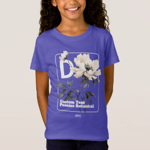 Custom Monogram Initial Letter White botanical T-Shirt