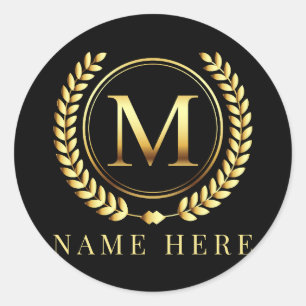Custom Monogram Initial M Floral Letter Classic Round Sticker
