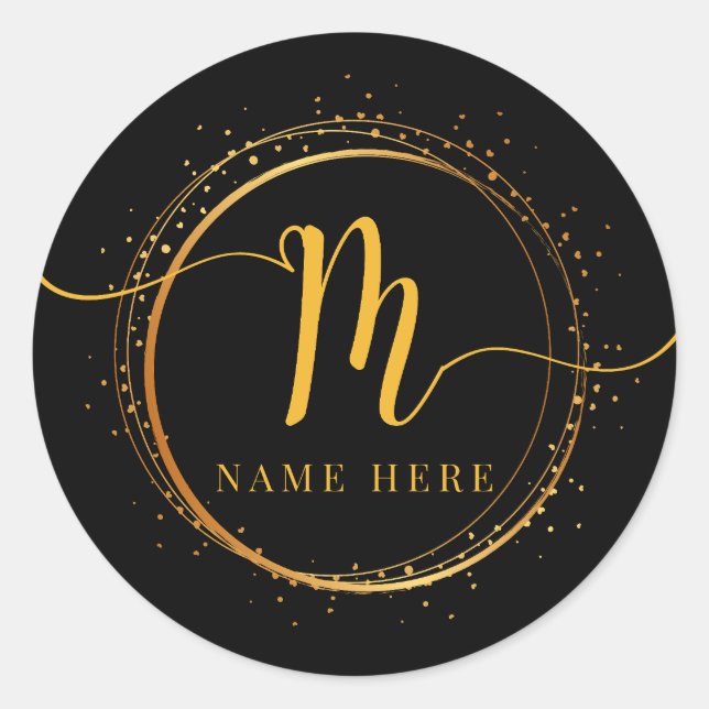 Custom Monogram Initial M Floral Letter Classic Round Sticker (Front)