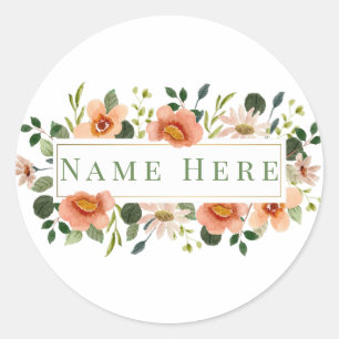 Custom Monogram Initial M Floral Letter Classic Round Sticker