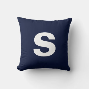 Custom Monogram Initial Midnight Navy Blue Cushion