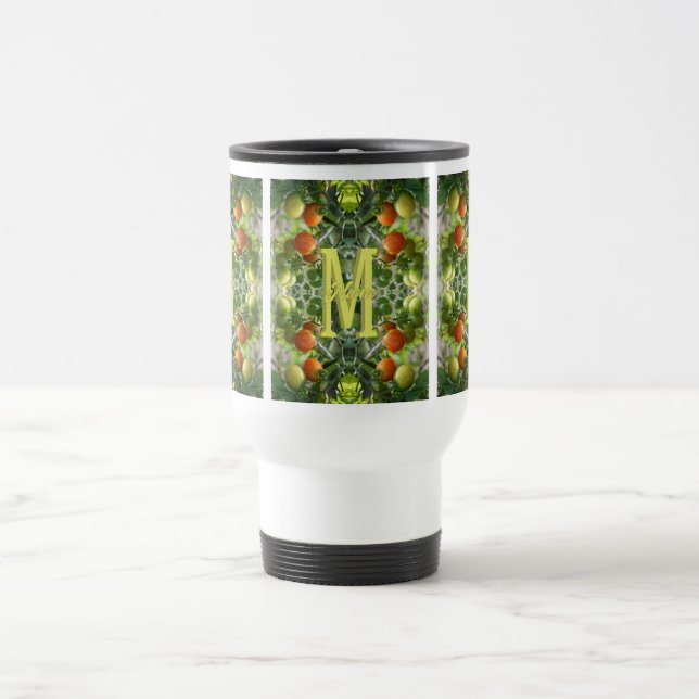 Custom Monogram Initial Name Cherry Tomatoes Travel Mug (Center)
