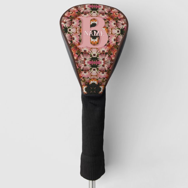 Custom Monogram Initial Name Daisy Floral Art Golf Head Cover (Front)