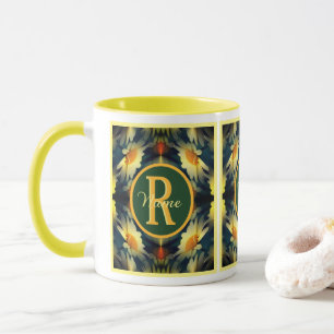 Custom Monogram Initial Name Daisy Floral Art Mug
