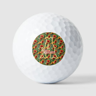 Custom Monogram Initial Name Daisy Flowers Golf Balls