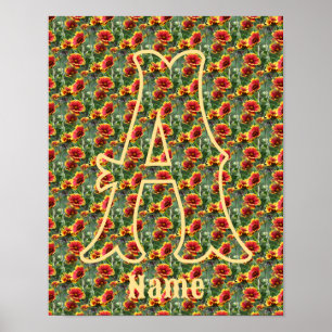 Custom Monogram Initial Name Daisy Flowers Poster