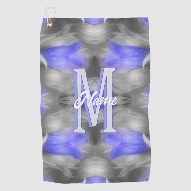 Custom Monogram Initial Name Floral Art Golf Towel (Front)