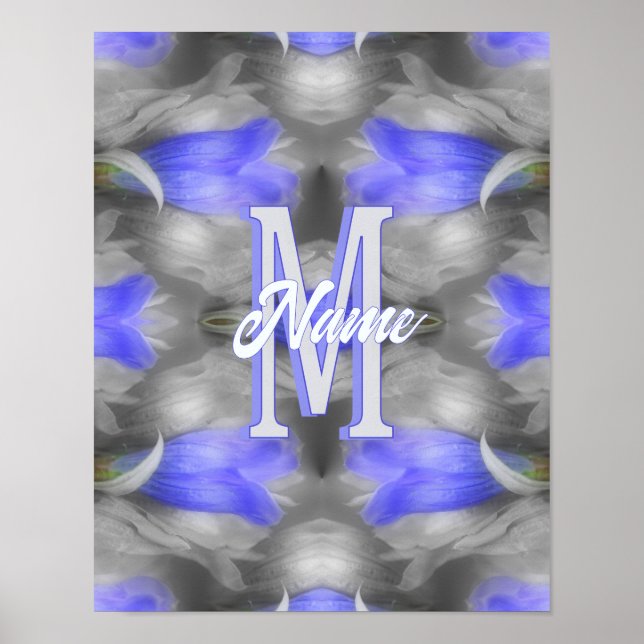 Custom Monogram Initial Name Floral Art Poster (Front)